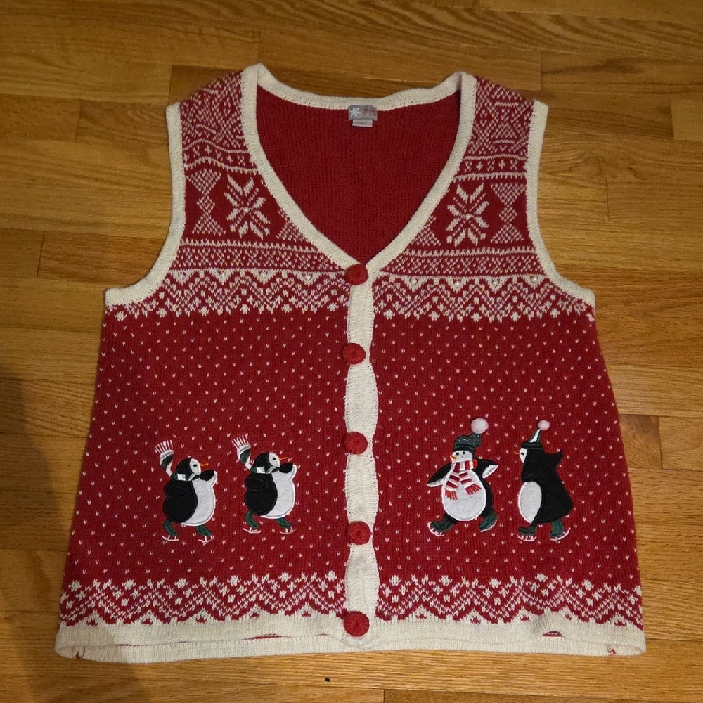 Holiday Editions Red Knit Winter Sweater Vest